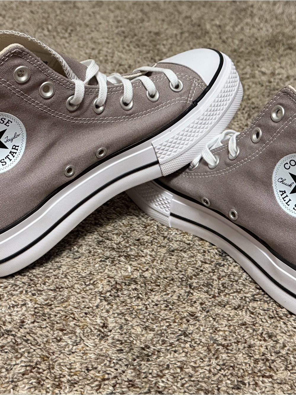 Converse Kids High-Top Sneakers in Taupe and White